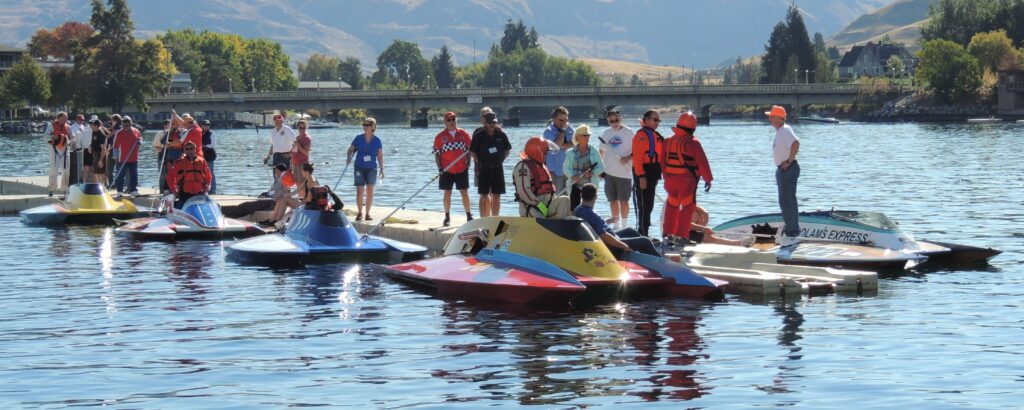 Five Kelson-built hydroplanes at Mahogany Merlot 2016 in Chelan. Photo by John Woodward.