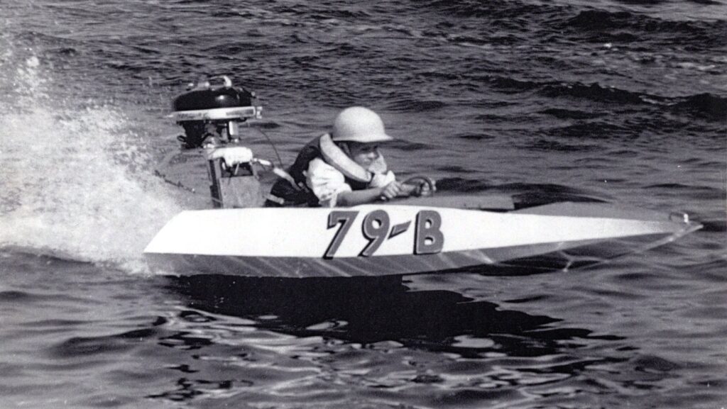 Steve Noury racing his J Utility Runabout, 79B, back in the ’60s.