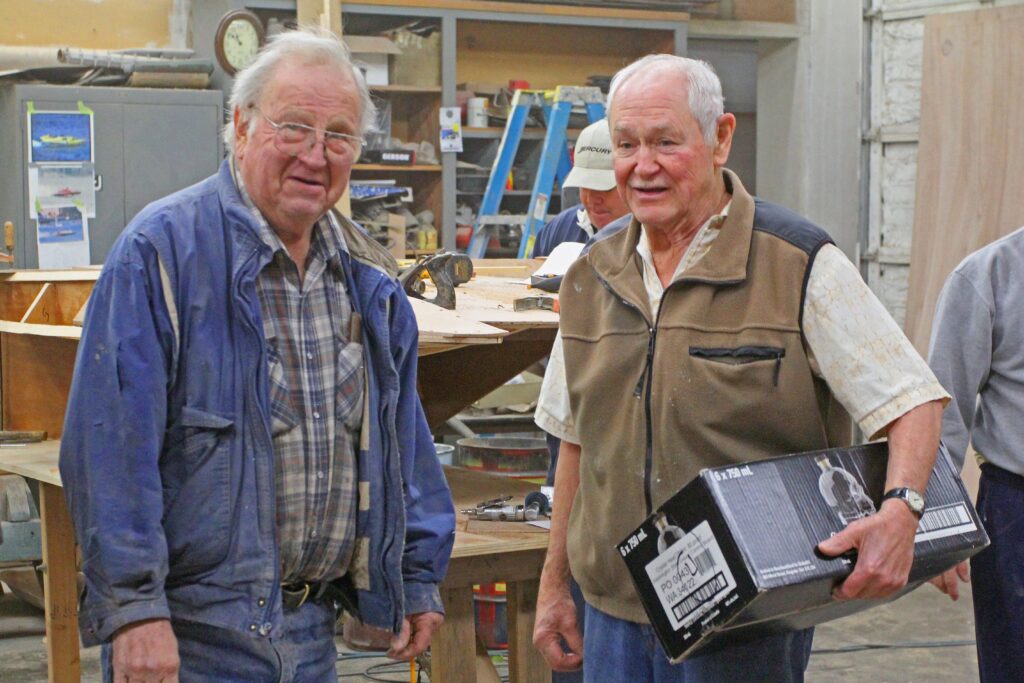 Don Kelson working on the H-10 Miss Vitamilk at his shop in December 2012. John Woodward photo.